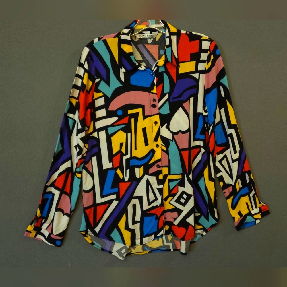 Big Dart Shirt  Women Medium Size UK14 ‎ Colorful